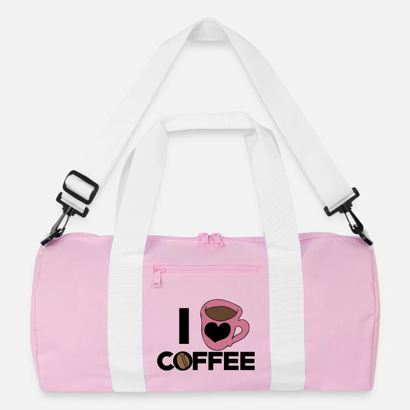 Herzbecher in Pink auf Schwarz - Recycelte Duffel Bag - Rosa/Weiß