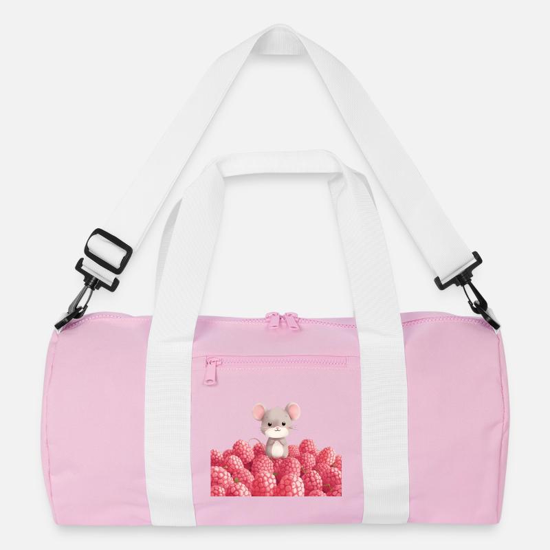 Souris mignonne dans le champ de framboises conception pour enfants Sac de sport recyclé