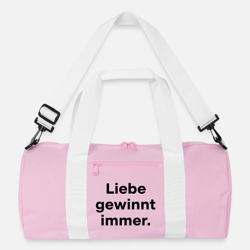 Liebe gewinnt immer Spruch Statement Recycelte Duffel Bag