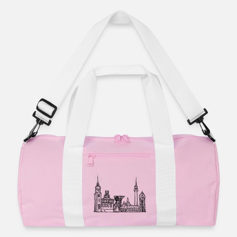 Dortmund Skyline - Recycelte Duffel Bag - Rosa/Weiß