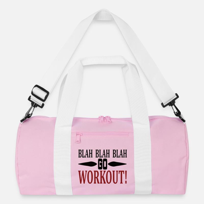 Blah Blah go workout - Recycled Duffel Bag - pink/white