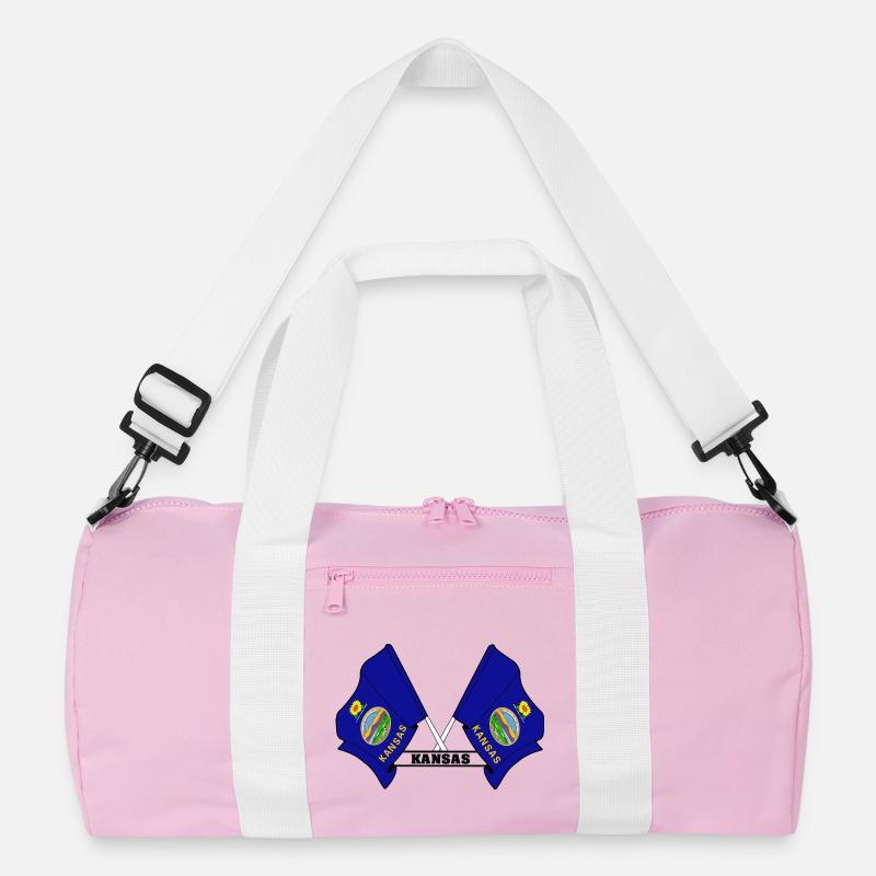 Two flags text KANSAS Recycled Duffel Bag