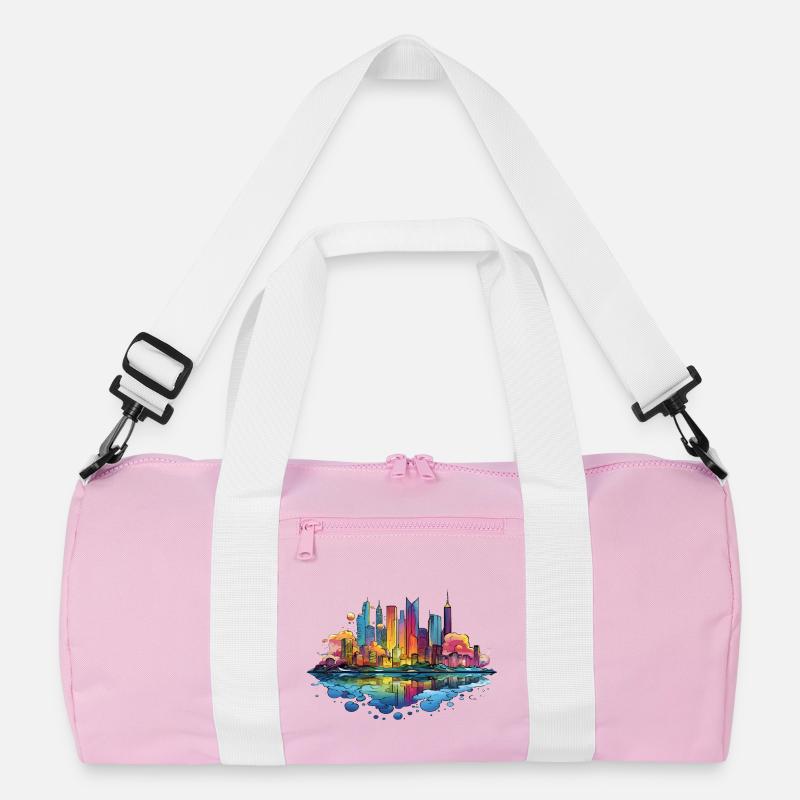 Colorful Skyline Reflection Recycled Duffel Bag