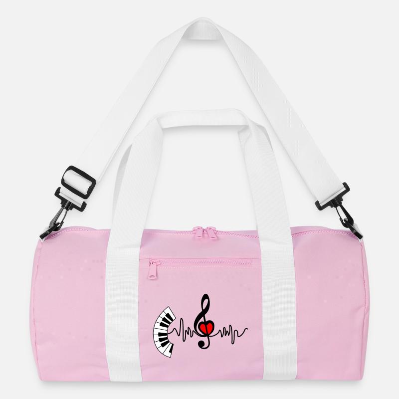 Piano Cardio Herzfrequenz und Herz in der Mitte Recycelte Duffel Bag