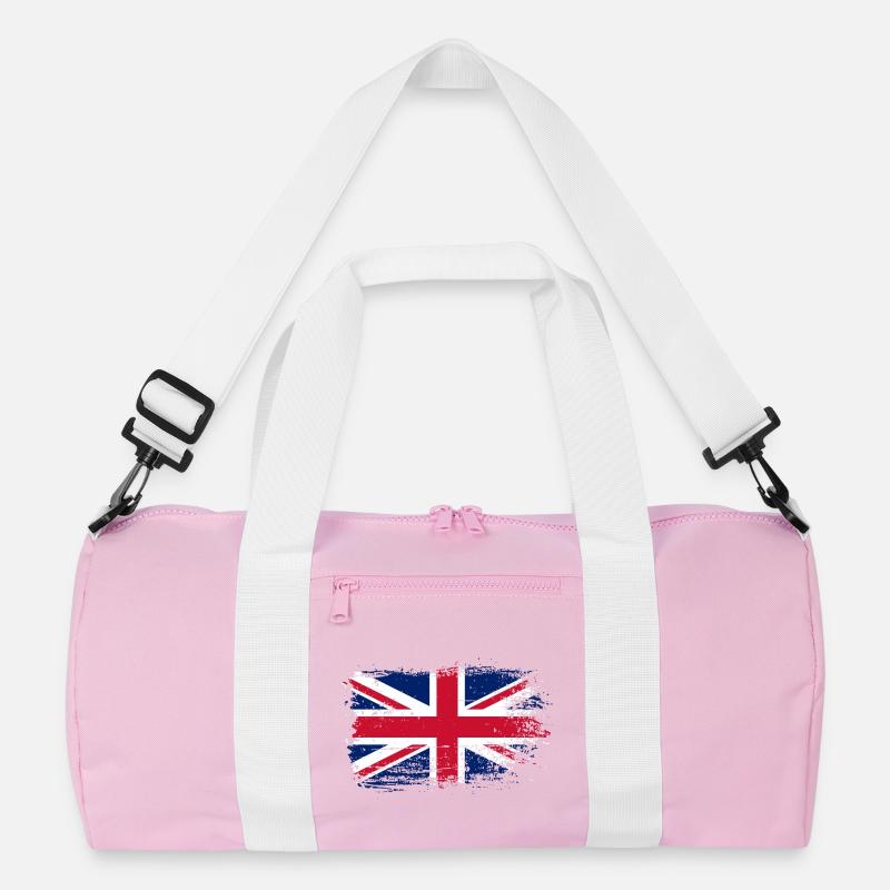 Distressed Union Jack Grunge - Recycelte Duffel Bag - Rosa/Weiß
