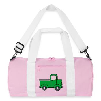 Camion vert joyeux, voiture jouet - Sac de sport recyclé - rose/blanc - Devant