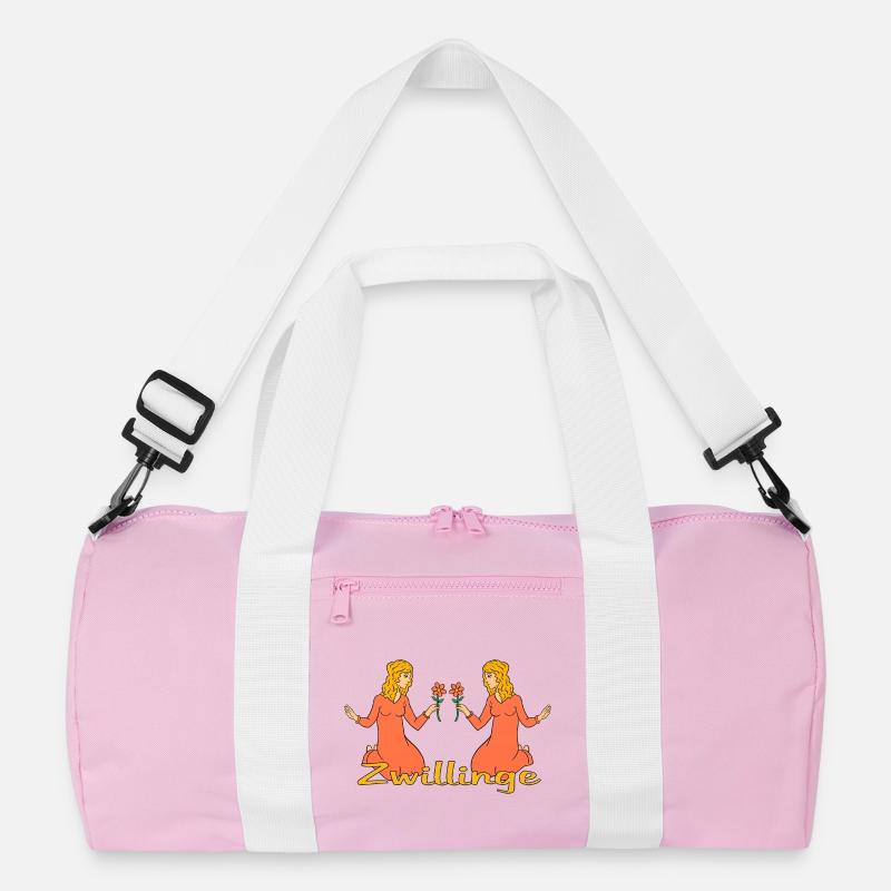 Sternzeichen Zwillinge mit einer Blume Recycelte Duffel Bag