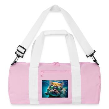 Hector le chat nageur à lunettes de plongée - Sac de sport recyclé - rose/blanc - Devant