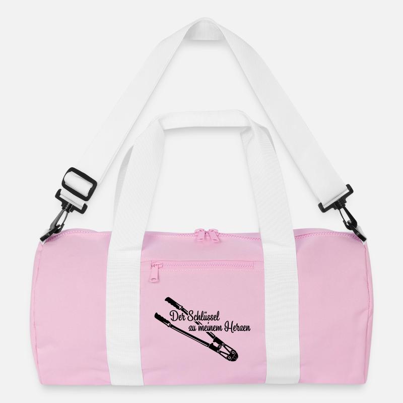 Schlüssel zum Herz Love - Recycelte Duffel Bag - Rosa/Weiß