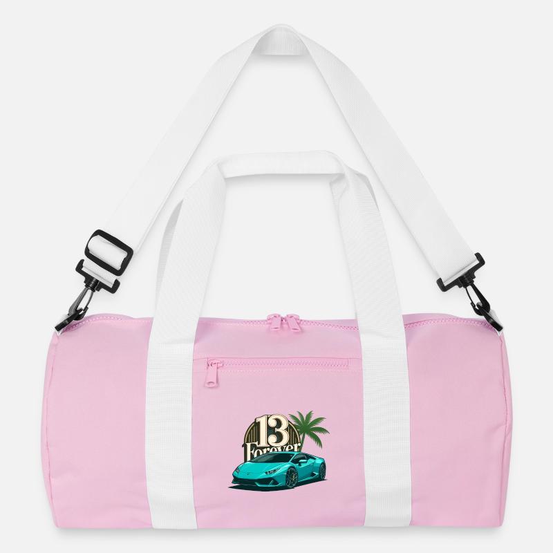 13frv auto - Recycelte Duffel Bag - Rosa/Weiß