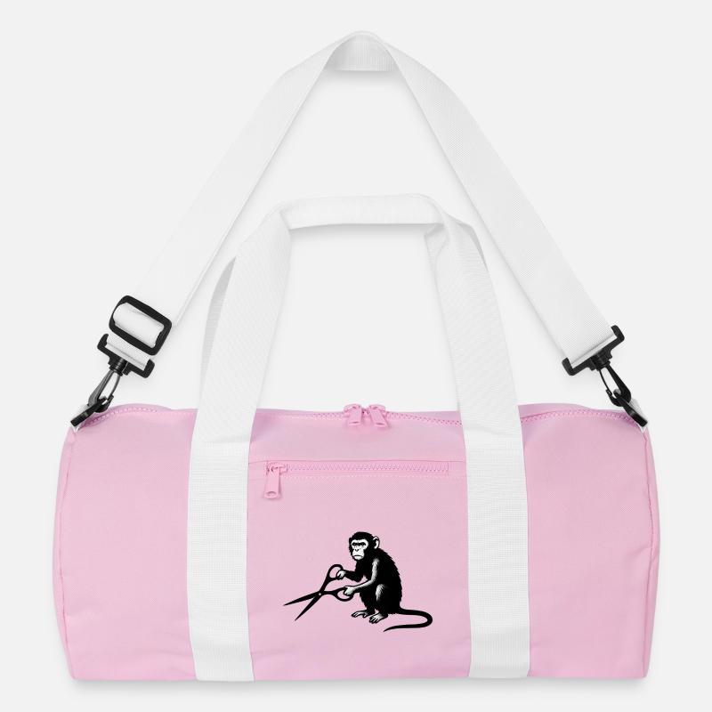 Affe mit Schere Silhouette Recycelte Duffel Bag
