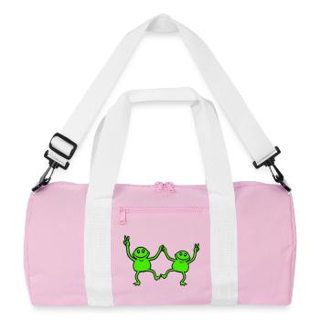 2 Frösche tanzen Peace Zeichen Victory Hand Team - Recycelte Duffel Bag - Rosa/Weiß - Vorne
