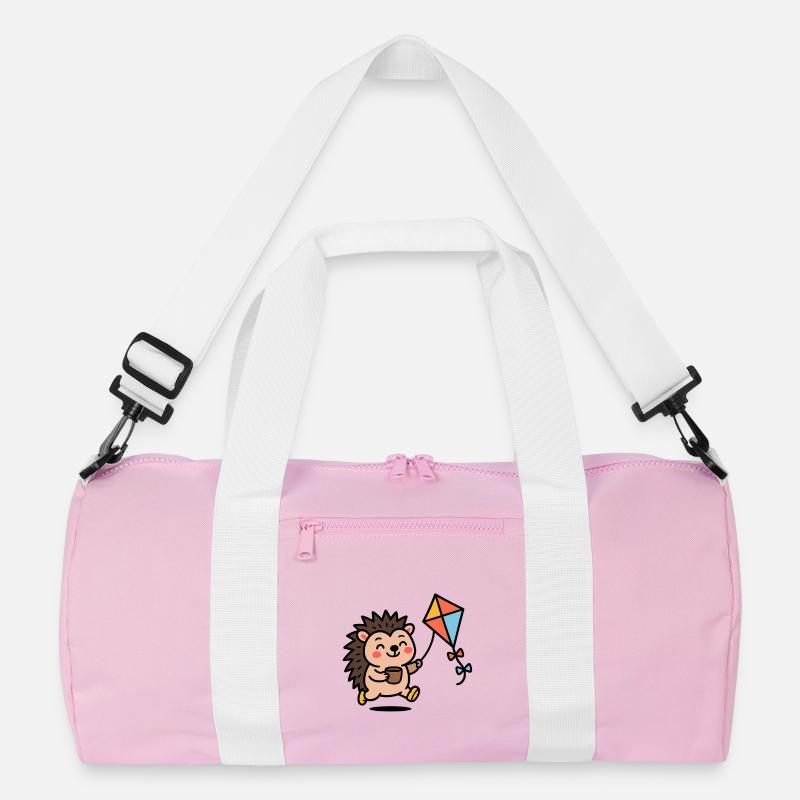 Igel mit Drachen und Becher - Recycelte Duffel Bag - Rosa/Weiß
