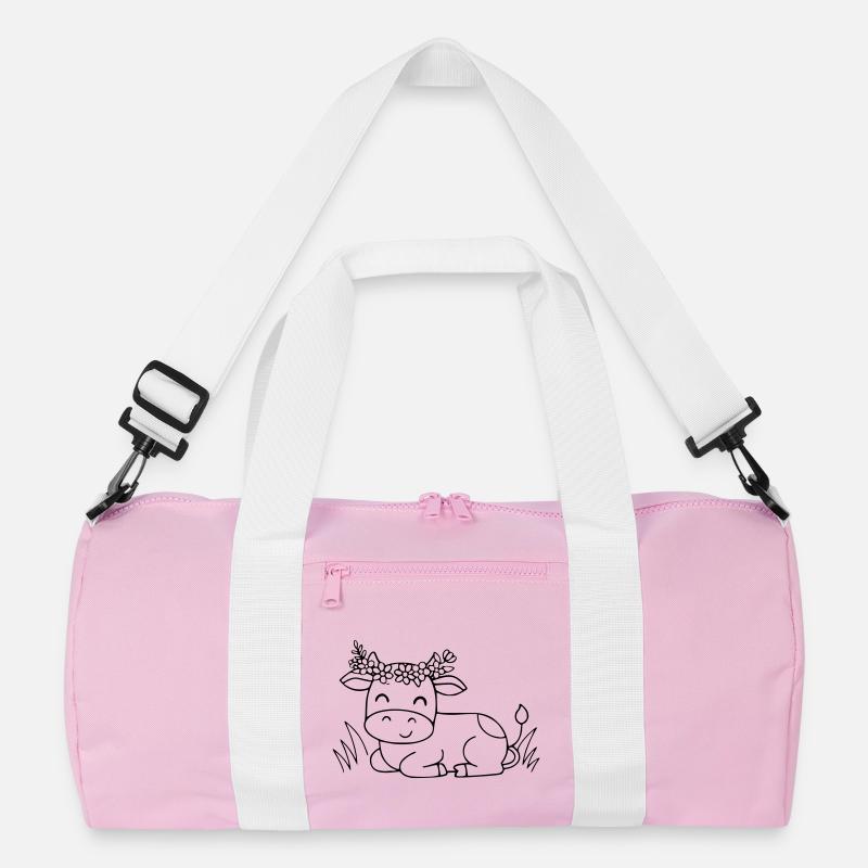 Süße Kuh Blumenkranz Boho Outline Recycelte Duffel Bag