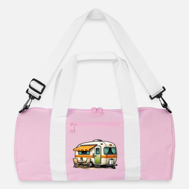 Retro caravan camping magic Recycled Duffel Bag