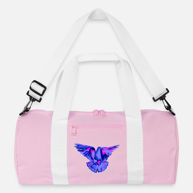 Taube blau - Recycelte Duffel Bag - Rosa/Weiß