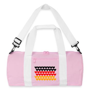 Germany Flag Heart Tile Design - Recycled Duffel Bag - pink/white - Front