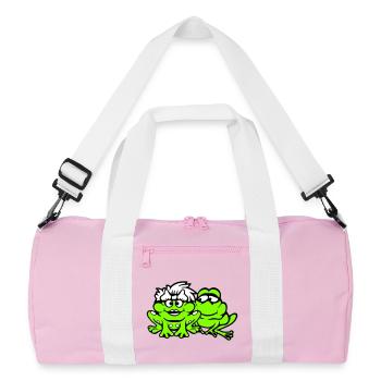 2 Frösche Pärchen Frau Mann Kröte Lustig Verliebt - Recycelte Duffel Bag - Rosa/Weiß - Vorne