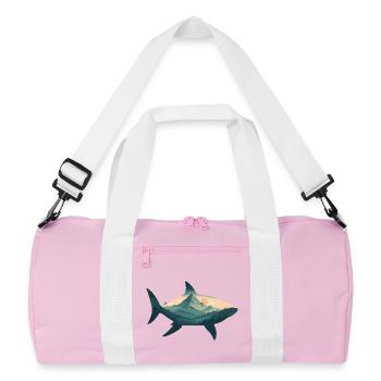 Montagne, requin, poisson, paysage, silhouette, soleil, nature - Sac de sport recyclé - rose/blanc - Devant