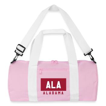 Alabama ALA Typographic Flag - Recycled Duffel Bag - pink/white - Front