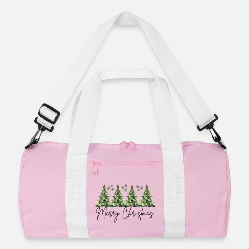 Elegantes Weihnachtsdesign - Recycelte Duffel Bag - Rosa/Weiß