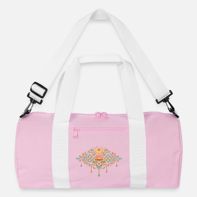 Spring ornament with flowers and moon Recycled Duffel Bag
