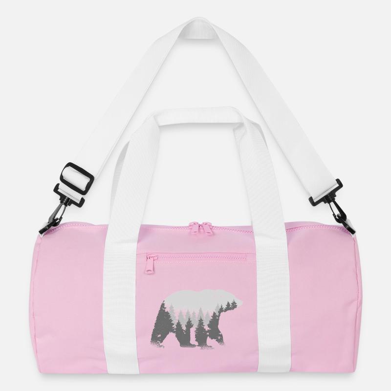 Waldgeist Bär - Recycelte Duffel Bag - Rosa/Weiß