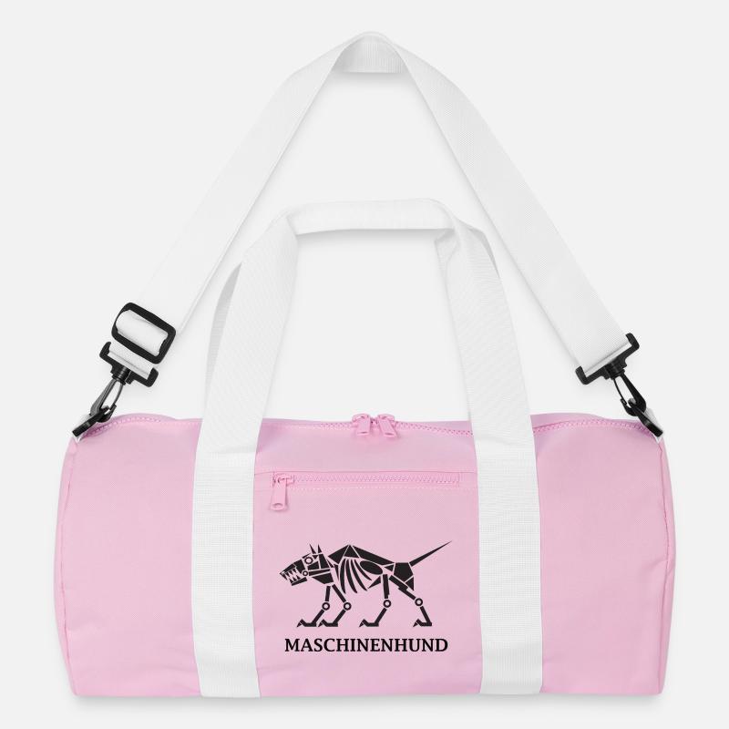 Maschinenhund mit Text - Recycelte Duffel Bag - Rosa/Weiß