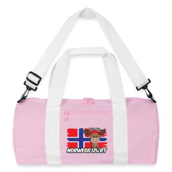 Ich bin Norwegifiziert Spruch Flagge Elch - Recycelte Duffel Bag - Rosa/Weiß - Vorne