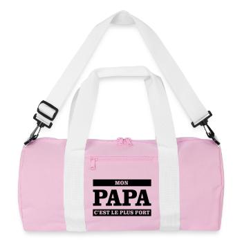 Mon papa c'est le plus fort  - Sac de sport recyclé - rose/blanc - Devant