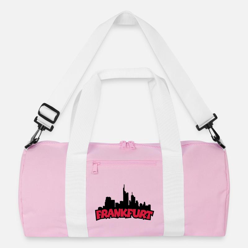 Frankfurt Skyline (Black / Red) - Recycled Duffel Bag - pink/white