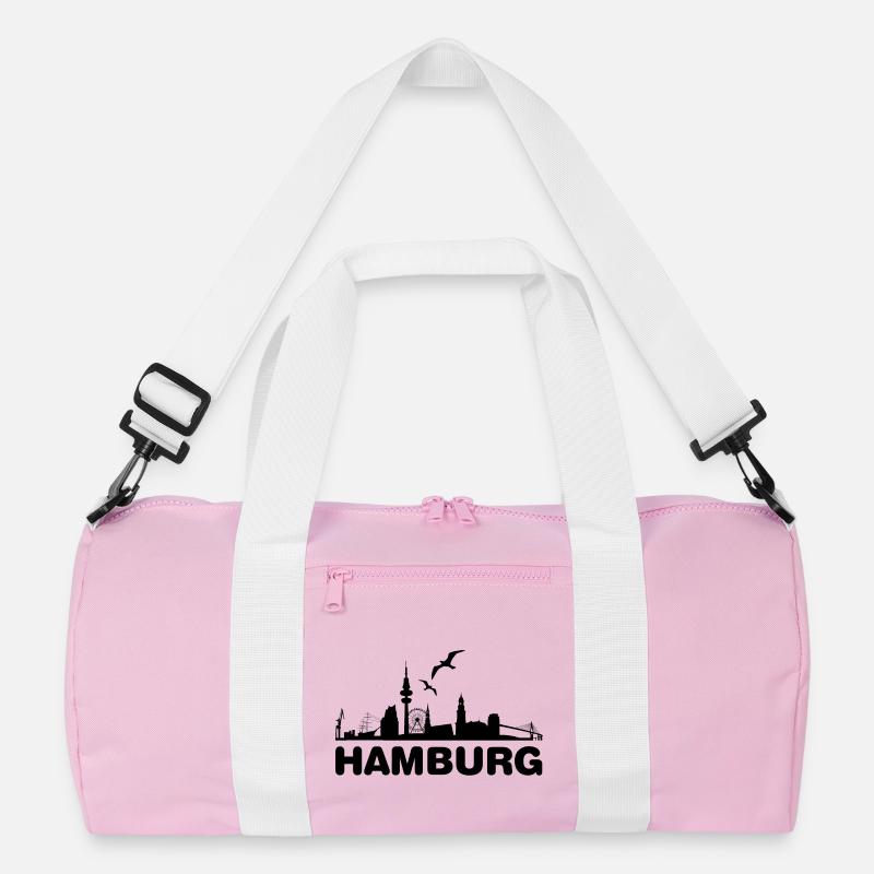 Hamburg Skyline black - Recycelte Duffel Bag - Rosa/Weiß
