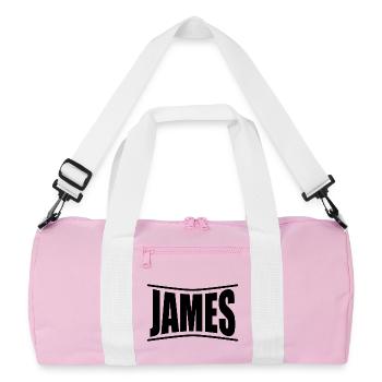 name t-shirt James t-shirt gift idea - Recycled Duffel Bag - pink/white - Front