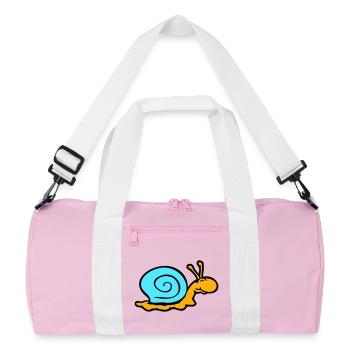 snail shell snail slug smiles sweetly - Recycled Duffel Bag - pink/white - Front