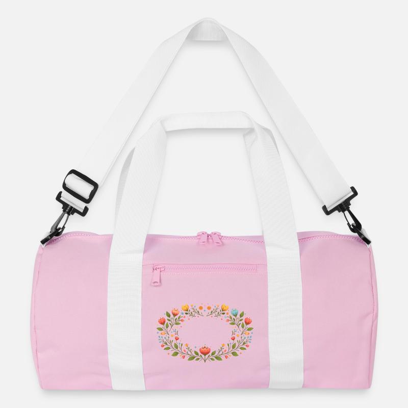 Floral Spring Frame with Flowers Recycled Duffel Bag
