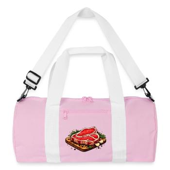 Juicy steak illustration - Recycled Duffel Bag - pink/white - Front