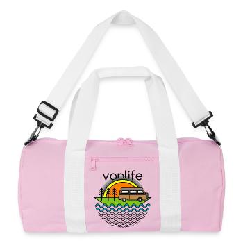 Camp Camper Camping Nature Symbole de voyage Icône Van - Sac de sport recyclé - rose/blanc - Devant