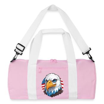 USA Flag Eaglehead Bald Eagle - Recycled Duffel Bag - pink/white - Front