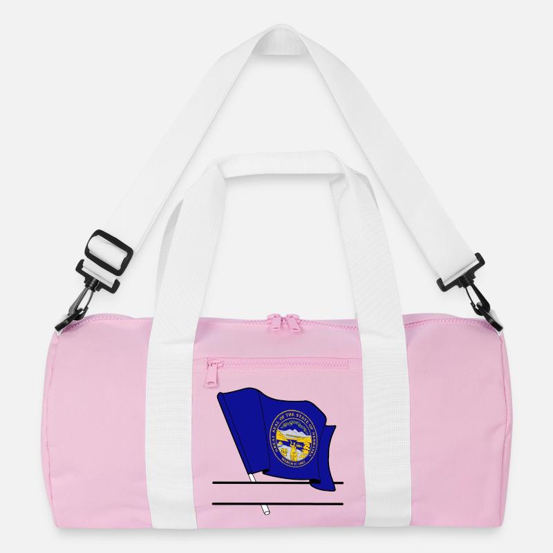 Flag Nebraska text banner Recycled Duffel Bag