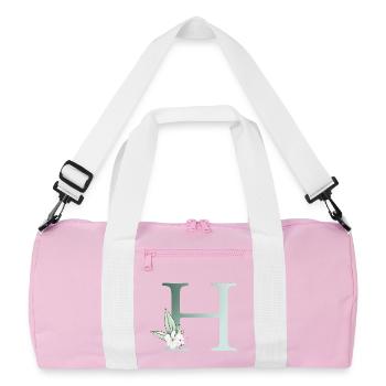 H Monogramme, Floral, Personnalisable - Sac de sport recyclé - rose/blanc - Devant
