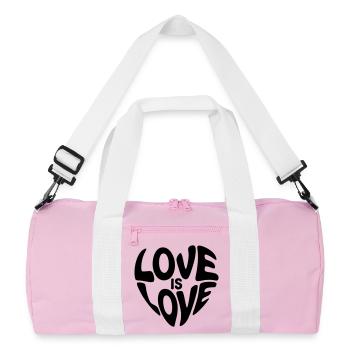 Liebe ist Liebesherz - Meaningful Pride Design - Recycelte Duffel Bag - Rosa/Weiß - Vorne
