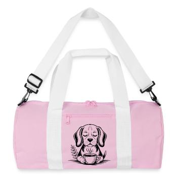 Coffee Dog - Cool Coffee Logo - Recycled Duffel Bag - pink/white - Front