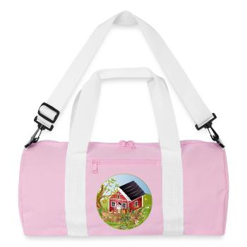 Petite maison rouge avec jardin idyllique - Sac de sport recyclé - rose/blanc - Devant