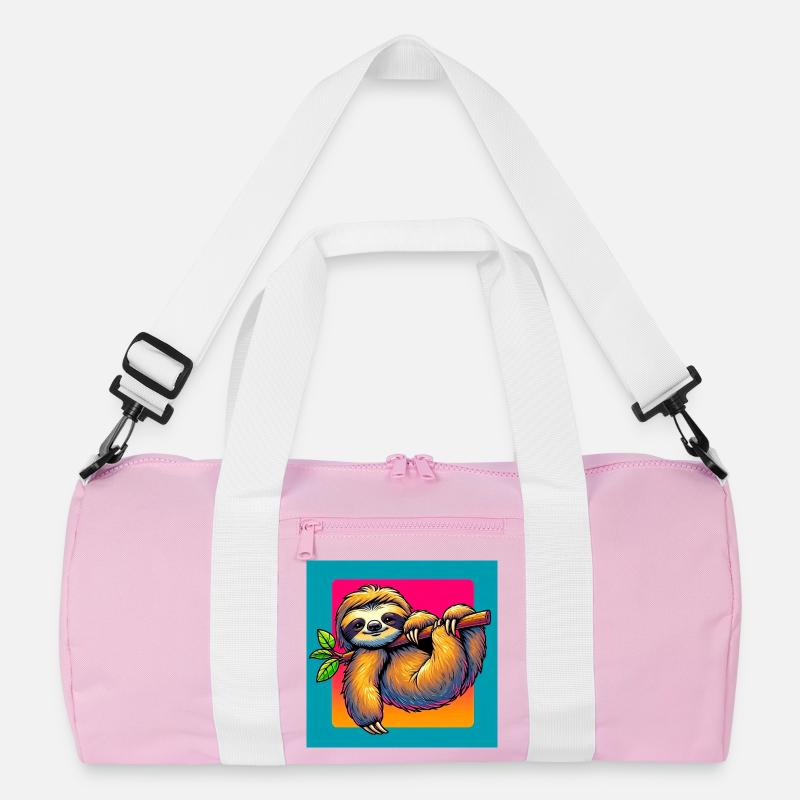 Faultier - Recycelte Duffel Bag - Rosa/Weiß