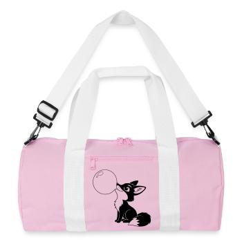 Fuchs mit Seifenblase – Niedliches Tiermotiv - Recycelte Duffel Bag - Rosa/Weiß - Vorne