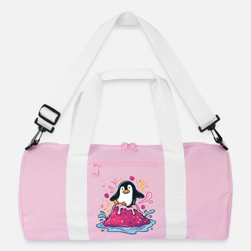 Pinguin auf pinker Marmelade-Welle Recycelte Duffel Bag