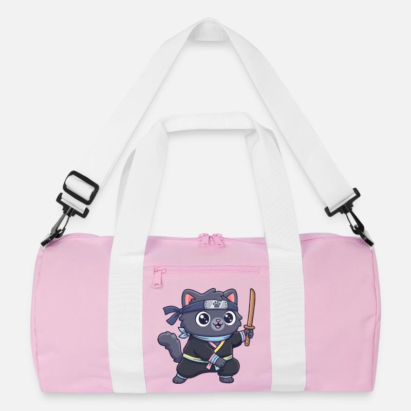 Ninja-Katze im Samurai-Outfit Recycelte Duffel Bag
