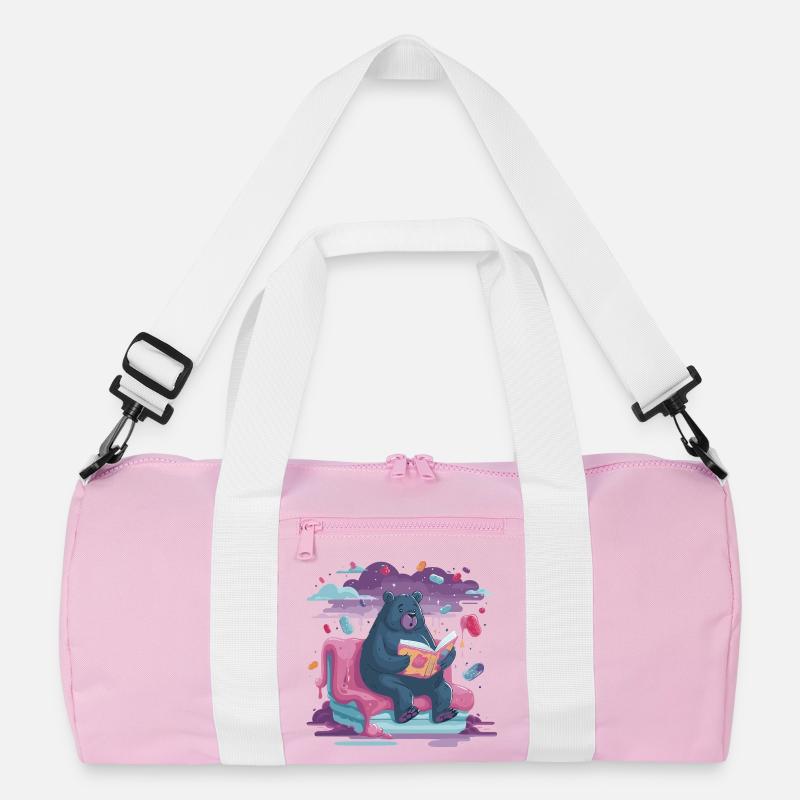 Lesender Bär im Candy-Traum Recycelte Duffel Bag