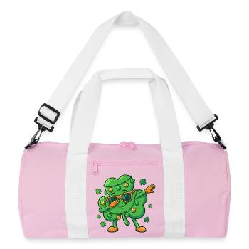 Dabbing Shamrock Funny St. Patrick's Day Shamro - Recycled Duffel Bag - pink/white - Front