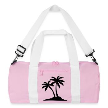 Island Palm Tree Icon - Recycled Duffel Bag - pink/white - Front